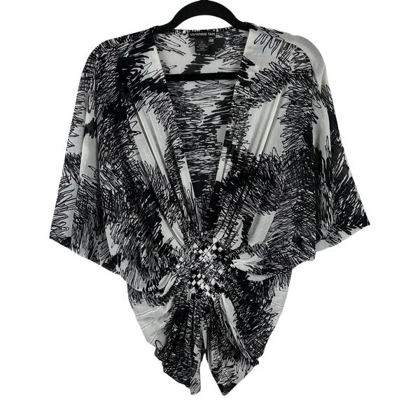 RARE Vivienne Tam Mesh Top Size P (XS) Black White Abstract Geo Y2K Runway Knot0 - Picture 1 of 13